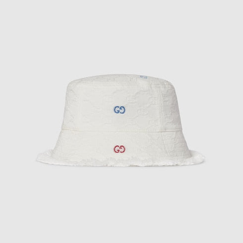 Children's GG cotton bucket hat - white