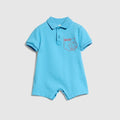 Baby cotton one-piece with embroidery - light blue