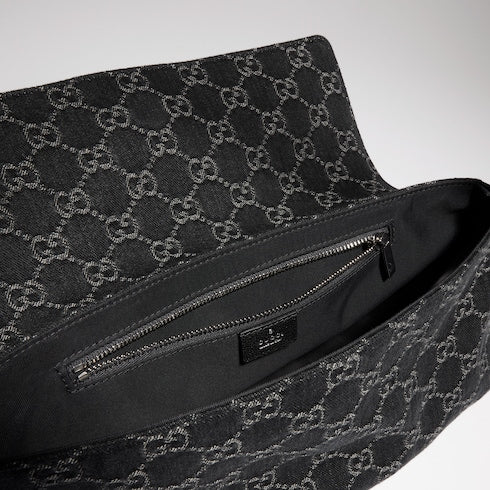 Madison medium shoulder bag - black GG denim