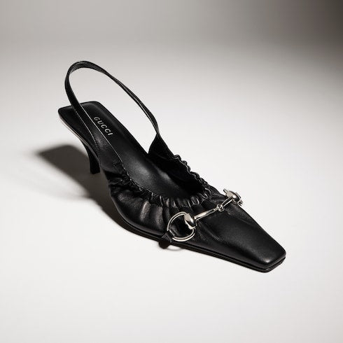 Women's Vittoria slingback pump with elastic - black soft nappa leather