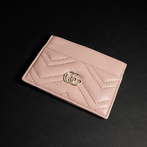 GG Marmont card case - pink beige leather