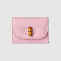 Card case with bamboo - light pink leather