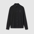 Cotton piquet shirt with embroidery - black