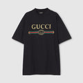 Cotton jersey and silk T-shirt with print - black