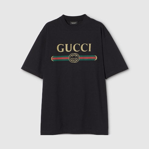 Cotton jersey and silk T-shirt with print - black