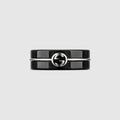 Gucci Interlocking corundum ring - black corundum