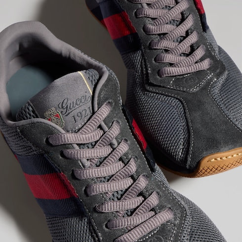 Women's Gucci Tempo sneaker - dark grey mesh and suede