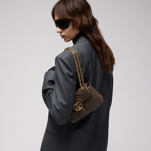 GG Marmont small shoulder bag - dark taupe leather
