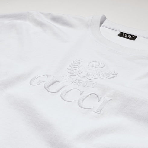Cotton jersey T-shirt with embroidery - white