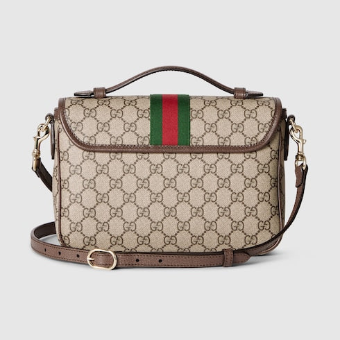 Ophidia medium top handle bag - beige and brown GG fabric
