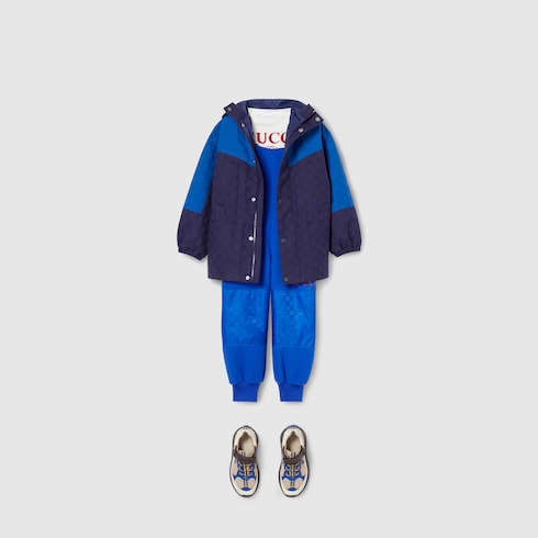 Children's GG cotton ripstop coat - blue and dark blue
