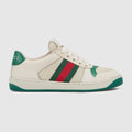 Women's Screener sneaker - white mesh, beige leather