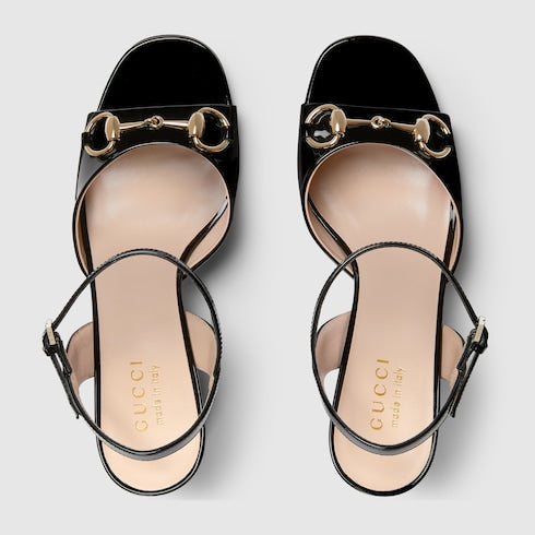 Women's Horsebit sandal - black patent leather