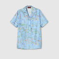 Printed silk twill shirt - light blue