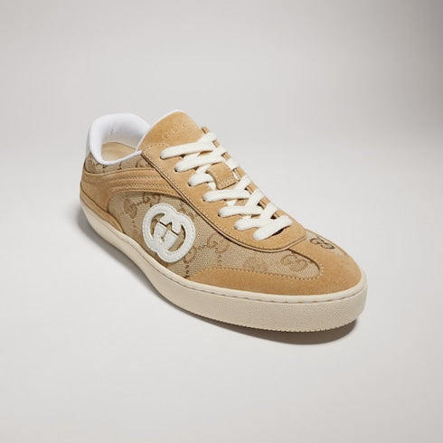 Women's G75 sneaker - beige and dark brown GG canvas