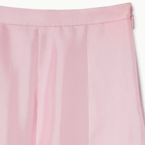 Silk twill pleated midi skirt - light pink