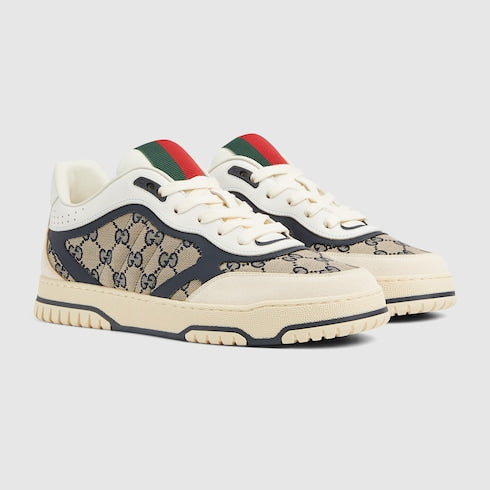 Men's Gucci Re-Web sneaker - beige and blue GG canvas