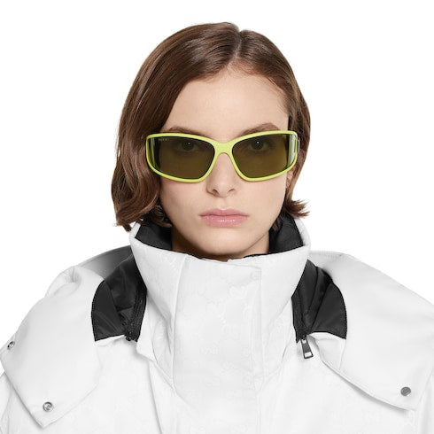 Rectangular frame sunglasses - acid green