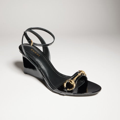 Women's Donna wedge sandal - black patent leather