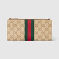 Long wallet with Web - sand and brown GG canvas