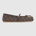 Women's Gucci Horsebit ballet flat - dark brown GG canvas