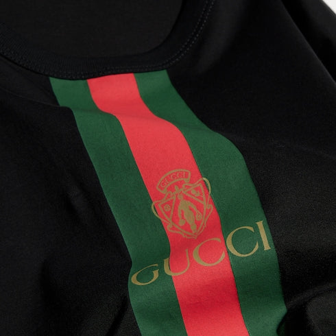 Cotton jersey T-shirt with print - black