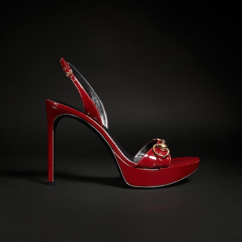 Women's Donna platform sandal - burgundy patent leather