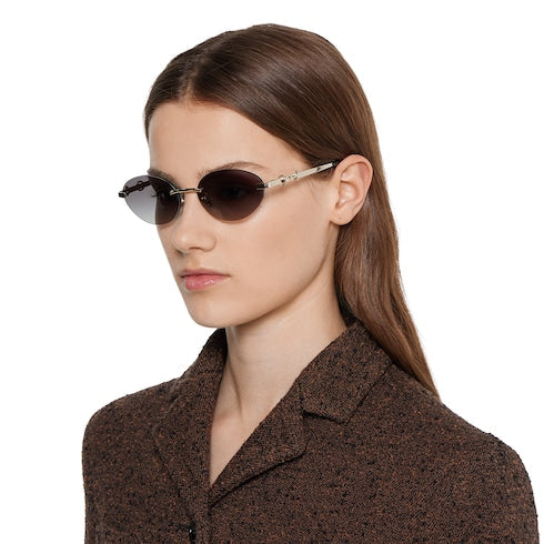 Frameless oval sunglasses - gold-toned