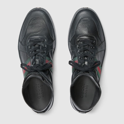 Men's Stretch high-top sneaker - black leather