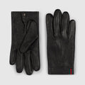 Grainy leather gloves with Web - black