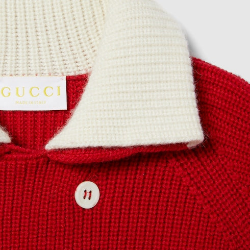 Baby wool sweater - red and white