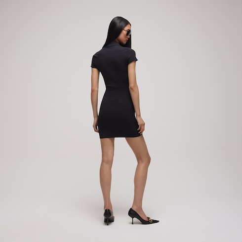 Fine stretch silk dress - black