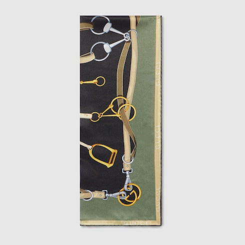 Printed silk twill stole - multicolor