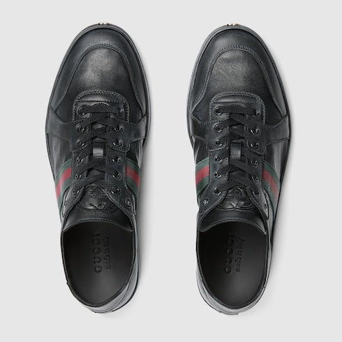 Men's Stretch low-top sneaker - black leather