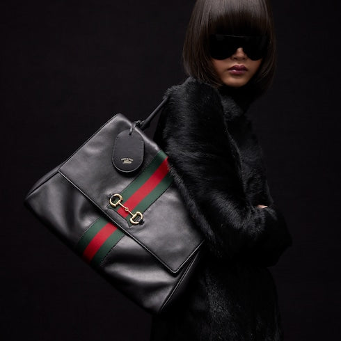 Paparazzo large top handle bag - black leather