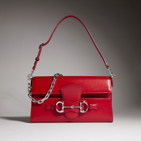 Horsebit Ristretto medium shoulder bag - red leather