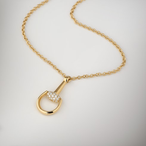 Gucci Horsebit diamond 18k pendant necklace - 18k yellow gold