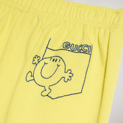Baby cotton shorts with embroidery - yellow