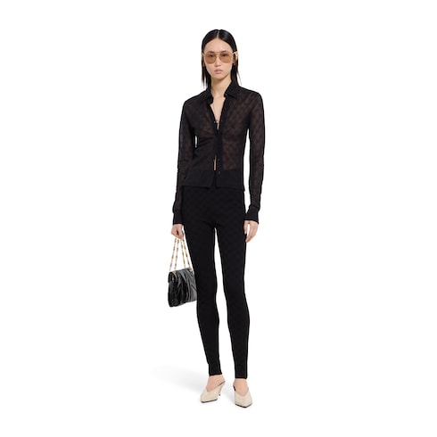 Elastic GG jacquard leggings - black