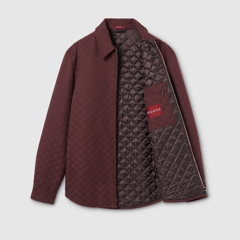 GG canvas zip jacket - burgundy