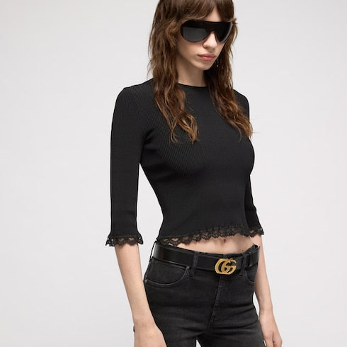 Fine matte viscose rib top - black