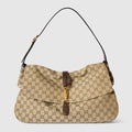 Jackie Flap large crossbody bag - sand and brown GG canvas