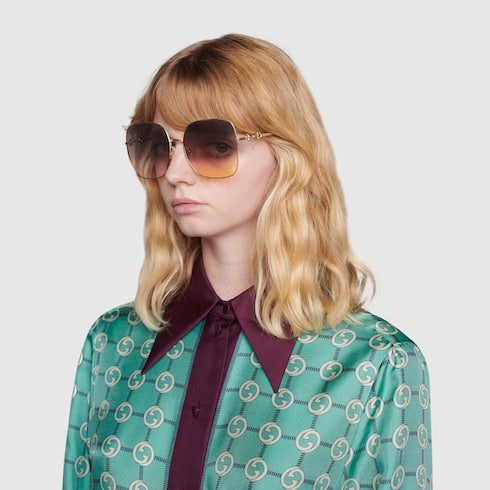Oversize square-frame sunglasses - gold and multicolor