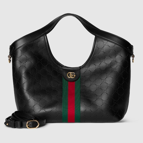 Gucci Giglio small tote bag - black GG leather