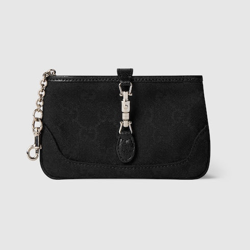 Gucci Jackie zip key pouch - black GG canvas