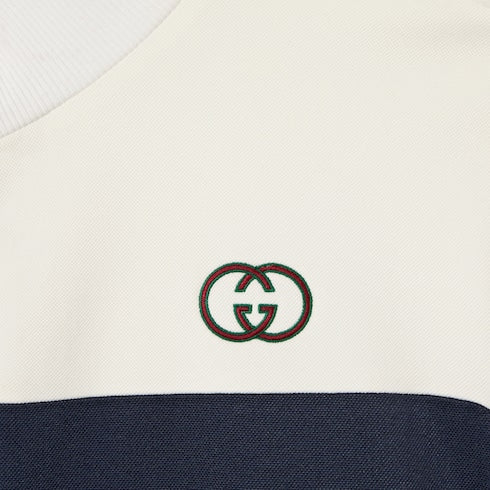 Technical jersey zip jacket - blue and white