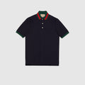 Cotton piquet polo with Web collar - navy