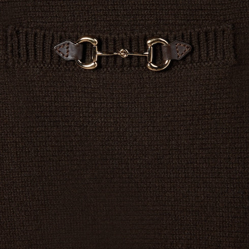 Wool cashmere sweater with Horsebit - dark brown