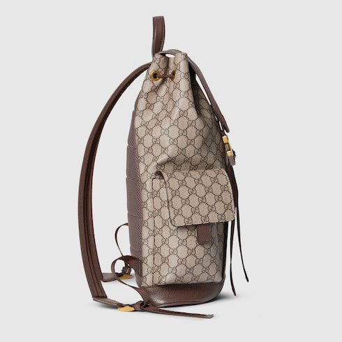 Ophidia large backpack - beige and dark brown fabric