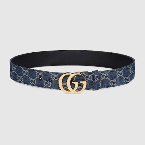 GG Marmont wide belt - dark blue GG denim